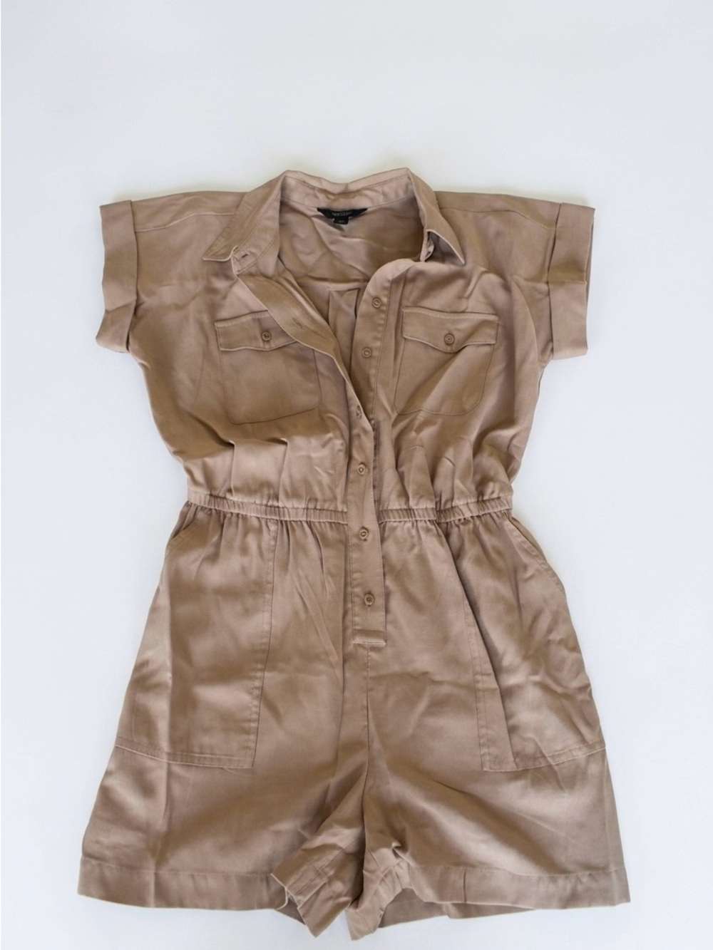 Simply Vera Vera Wang Short-Sleeve Utility Romper in Tan
